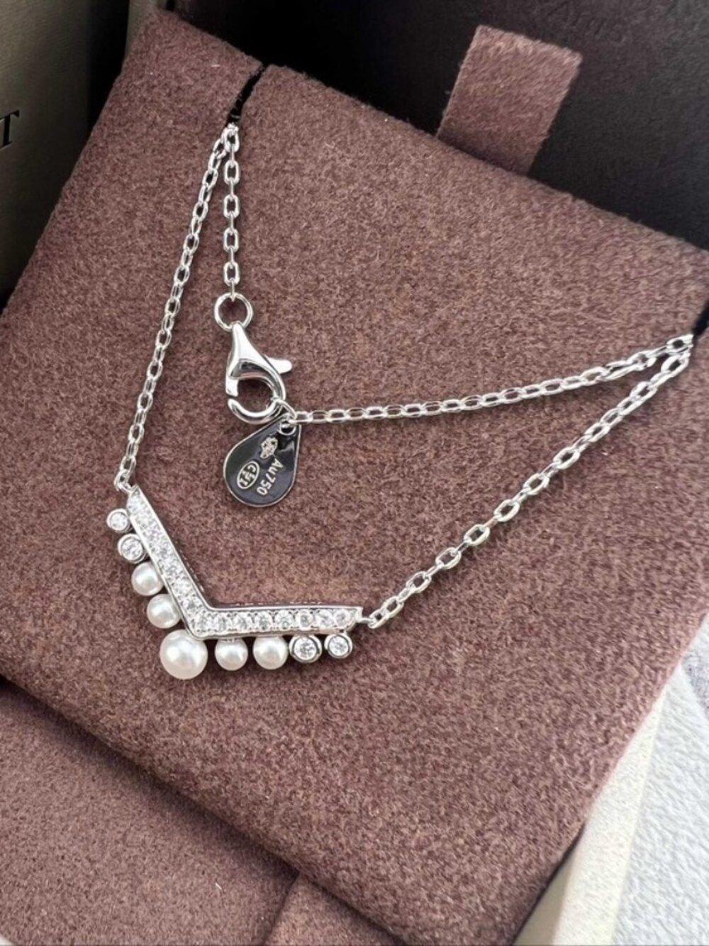 Chaumet 18K White Gold Joséphine Aigrette Diamond & Pearl Pendant Necklace